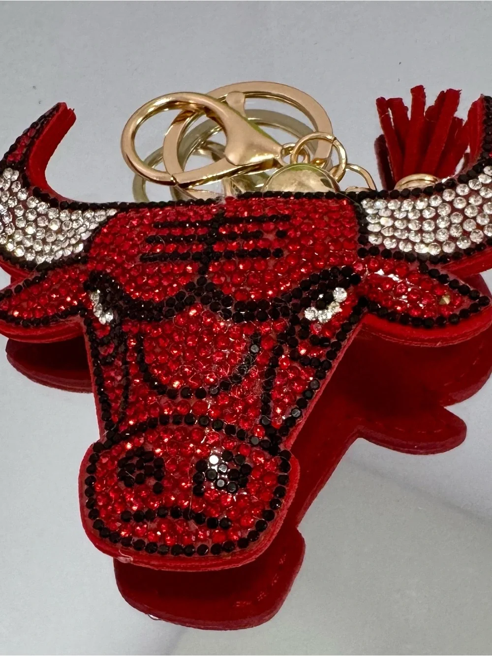 New Red Crystal Bull Keychain